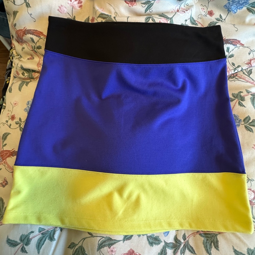 💙💜 Mac + Jac Colorblock Mini Skirt Women’s Medium Stretch Blue Yellow Black